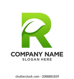 Letter R Leaf Logo Design Template Inspiration, Vector Illustration.