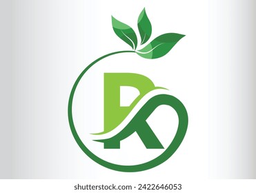 Letter R Leaf Logo Design  Vector letter template design for brand.