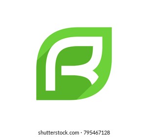 Letter R leaf logo design template