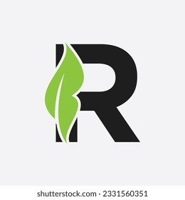 Letter R Leaf Logo. Eco Farm Logotype Vector Template. Organic Symbol