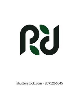 Letter R leaf logo identity. Simple leaf initial rd organic logo for botanical brand identity