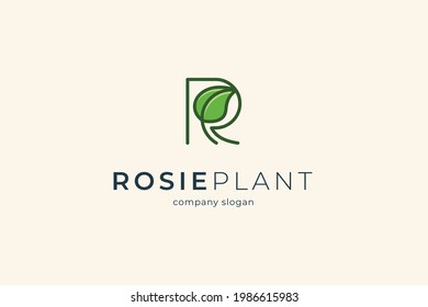 Letter R Leaf Logo Template