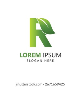 Letra R Leaf Logo Plantilla para el diseño de marca