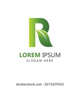 Letra R Leaf Logo Plantilla