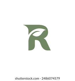 Letter R Leaf Logo Vector. Initial R Logo