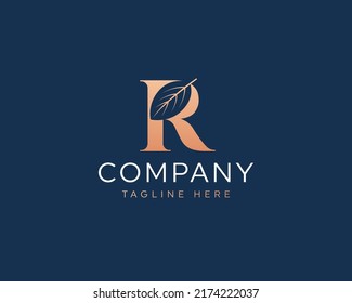 Letter R with leaf modern logo design inspiration  vector Image