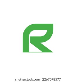 letter r leaf simple geometric line logo vector 