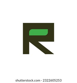 Letra R hoja, símbolo geométrico cuadrado simple vector logo