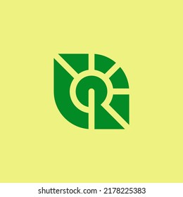 letter R leaf. sunray R logo. letter R agriculture logo