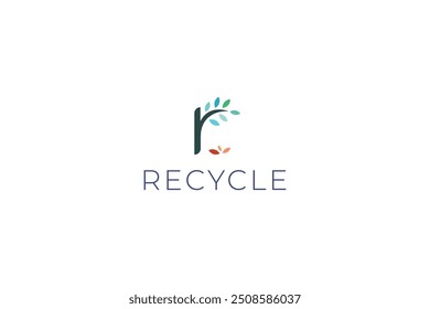 Letra r folhosa reciclagem natural ecológico moderna linha arte logotipo simples