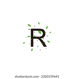 Letter R leaves geometric symbol simple logo vector