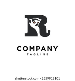 Letter R Lemur Logo Icon vector