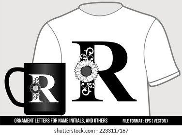 Letter R. Letters Or Ornament Numbers, For Initials On T-Shirts, Mugs, Stickers, Key Chains, And Others.
