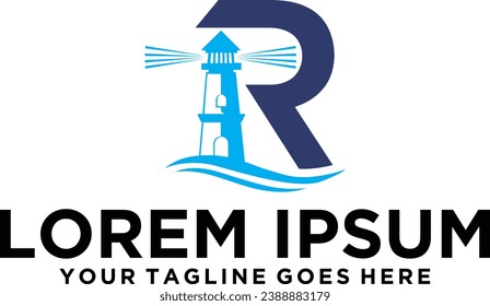 Letter R lighthouse logo design