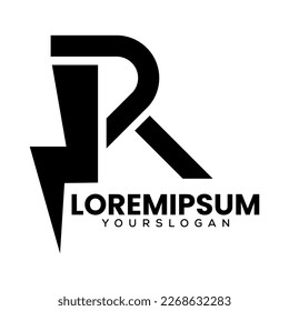 vector de diseño del logotipo de letras r y relámpago