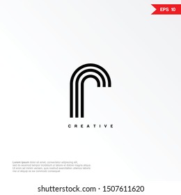 Letter R line abstract logo icon design template elements