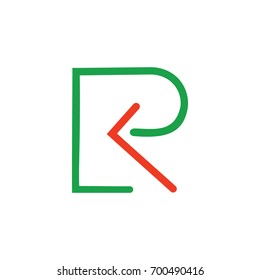 letter r line art with arrow logo vector