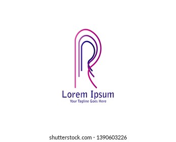 Letter R line for company design logo branding letter element