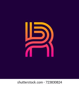 Letter R Line curve colorful logotype vector design template element for corporate identity application or company