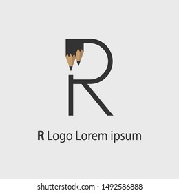 Letter R line logo design. Universal elegant vector sign design. Graphic alphabet symbol for corporate business identity. Letter R logo isolated, pencils logo