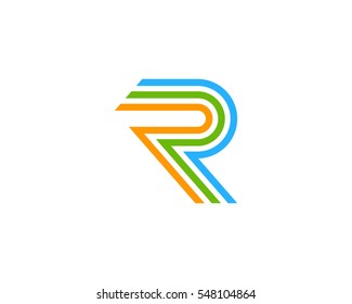 Letter R Line Logo Design Element