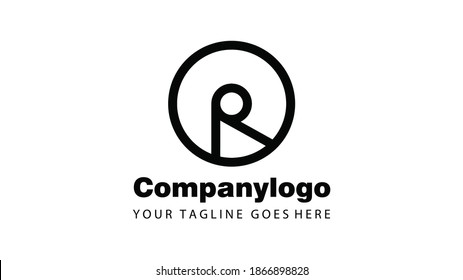 Letter R Linear style in Circle. Letter R Minimalist Logo Design