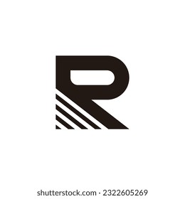 Letter R lines, modern geometric symbol simple logo vector