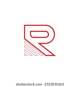 Letter R lines, technology geometric symbol simple logo vector