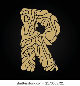 Letter R Linked Artistic Shape Monogram Logotype