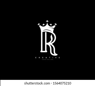 Letter R Linked Monogram Crown King Logotype