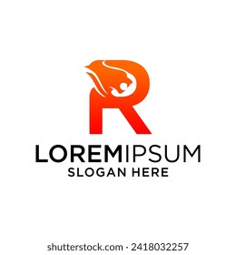 letter r with lion logo design
