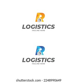 letter R logistics company logo design template
