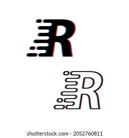 Letter R logo abstract  glitch old screen design  logo  vector. Template design logotype  