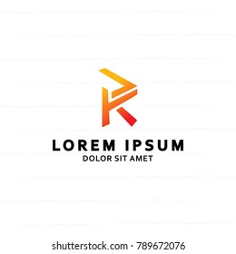 letter R logo, abstract shape logotype