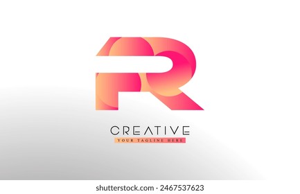 Letter R logo from abstract shapes. Colorful monogram sign logotype. Vector illustration.