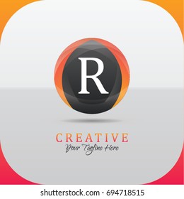 Letter R logo abstract symbol in the colorful circle. Template for your design