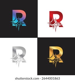 Letter R logo, R logo, AI logo set, modern and minimal design, tech-inspired, colorful icons and symbols, suitable for artificial intelligence, innovation, branding, startups, and digital identity.