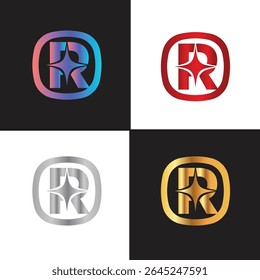 Letter R logo, R logo, AI logo set, modern and minimal design, tech-inspired, colorful icons and symbols, suitable for artificial intelligence, innovation, branding, startups, and digital identity.