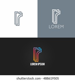 letter R logo alphabet design icon set background