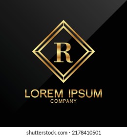 Letter R logo Alphabet logotype gold vector design