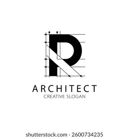 Letter R logo architecture for construction company. property template vector illustration for your brand.