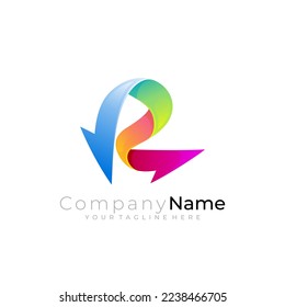 Letter R logo and arrow design vector, company logos