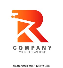 letter r logo and arrow with speed, logo r design illustration
