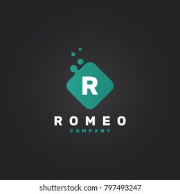 Letter R Logo. B Letter Design Vector Template with Abstract Square.