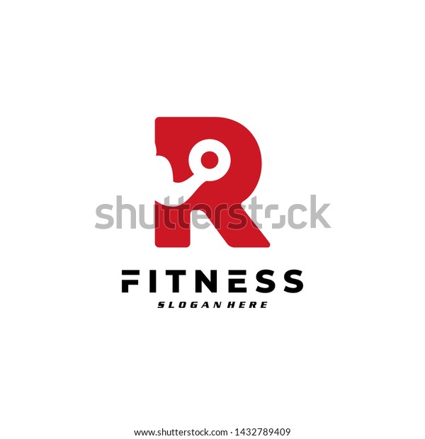 Letter R Logo Barbell Fitness Gym Stock Vector Royalty Free