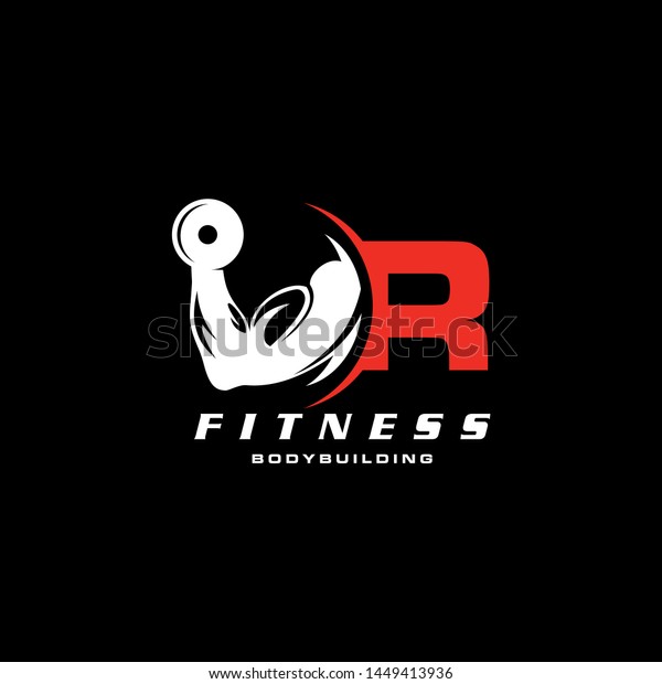 Letter R Logo Barbell Fitness Gym Stock Vector Royalty Free