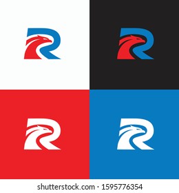 Letter R logo bird, initial letter R logo, eagle logo