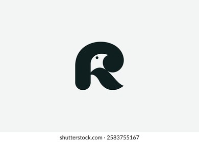 Letter R logo with a bird in the negative space