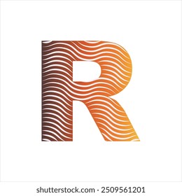 Letter R logo with black twisted lines.