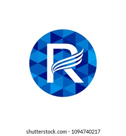 Letter R Logo in Blue Circle 